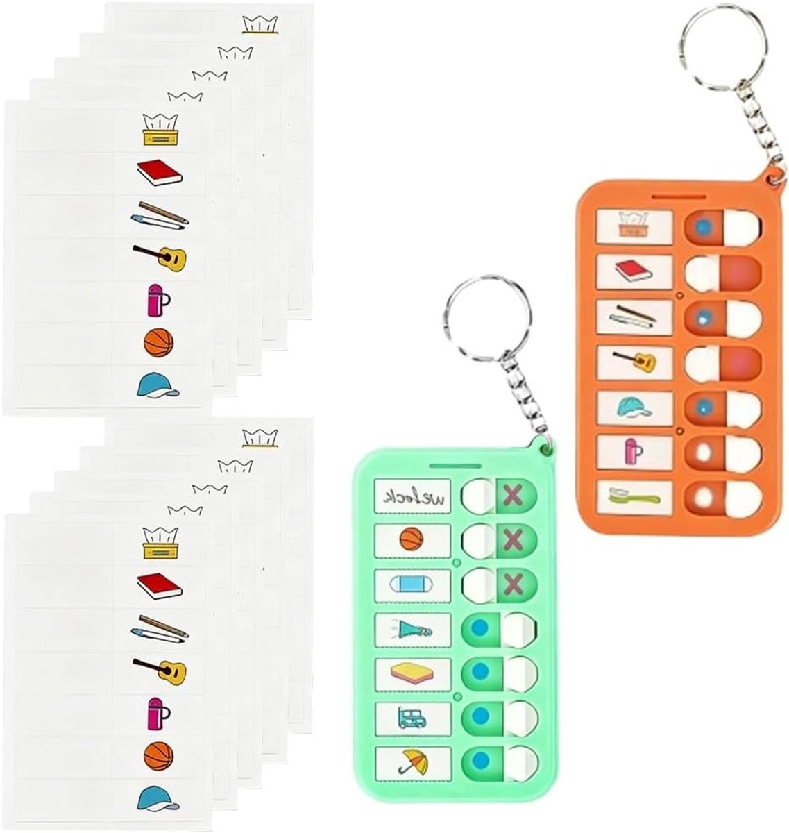 Set van 2 takenborden met 10 stickers, wekelijkse planner voor kinderen, routine- en huishoudschema in groen en oranje