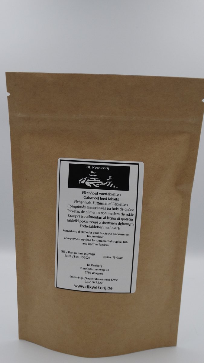 Eikenhout voertabletten - 75gram - aquarium - visvoer - DL Kwekerij