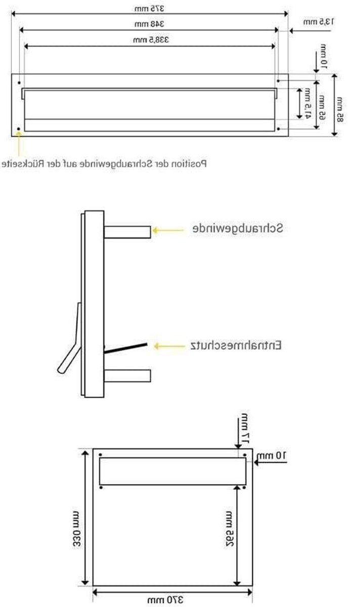 Hek brievenbus - Poort brievenbus - Post ontvangen - Geluiddempende lip - 330 x 370 x 100 mm - Wit