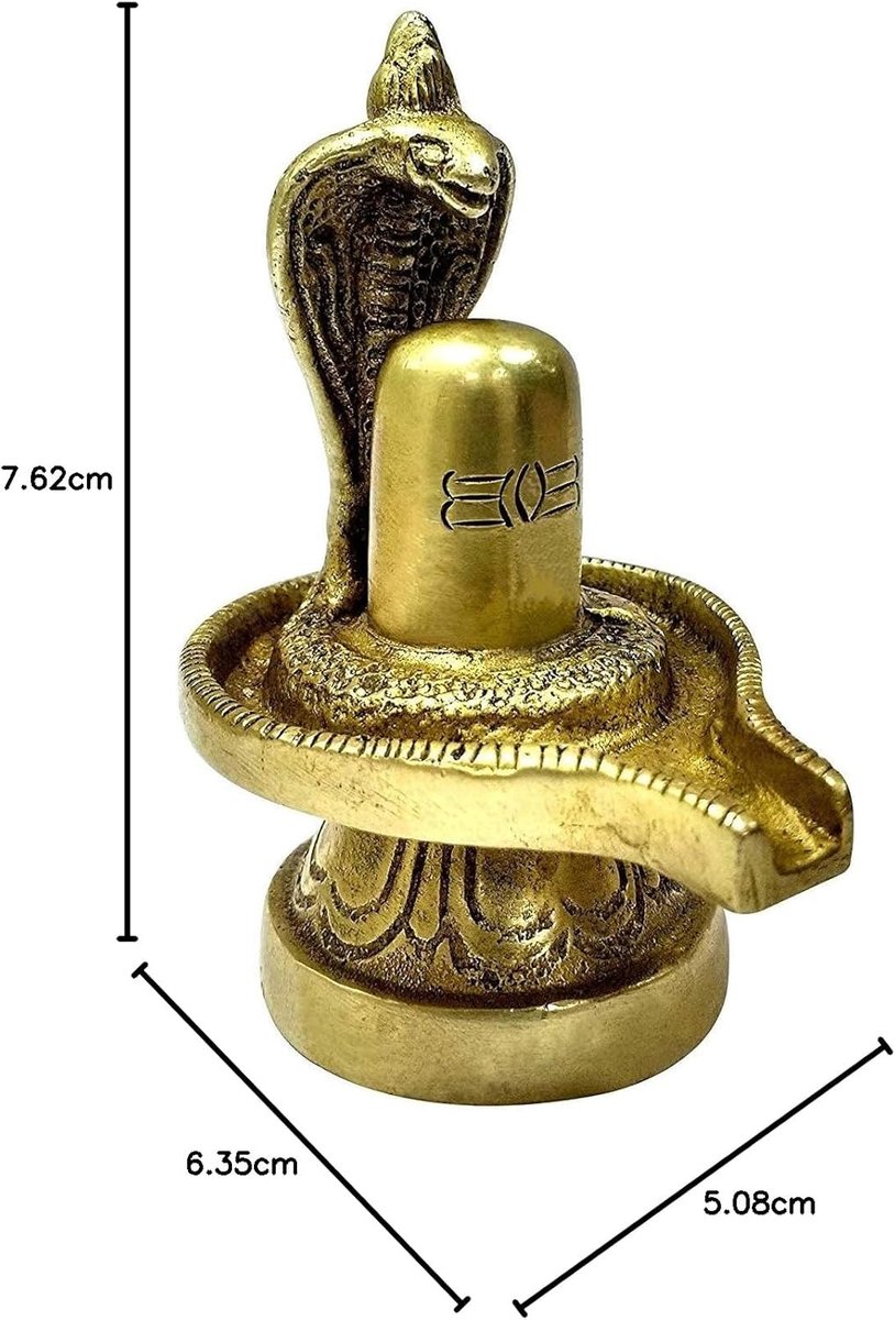 Shivling Standbeeld - Lingam Idool - Poja Thuis - Handgemaakt in India - 75 cm Hoog - Goudkleurig
