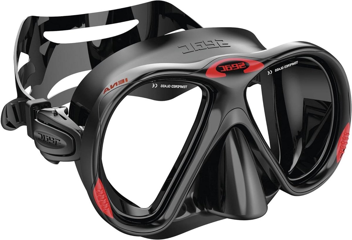 Snorkelmasker Volwassenen - Duikmasker Zwemmasker - Snorkelen Onderwater - Dubbele Lens Gehard Glas - 3 mm - Zwart Rood