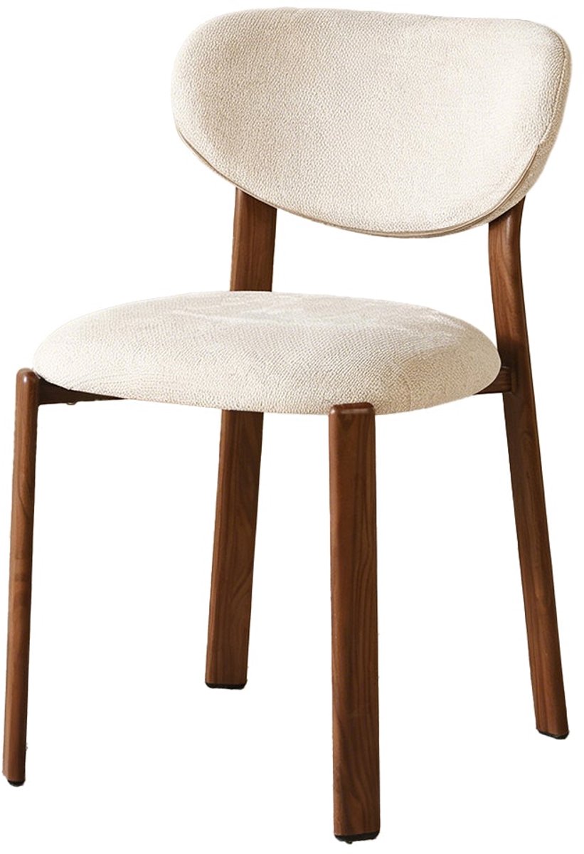 SET DEAL 4 stuks: Eetkamerstoel Japandi Benja beige walnoot poten japanse stijl eetstoel zetel