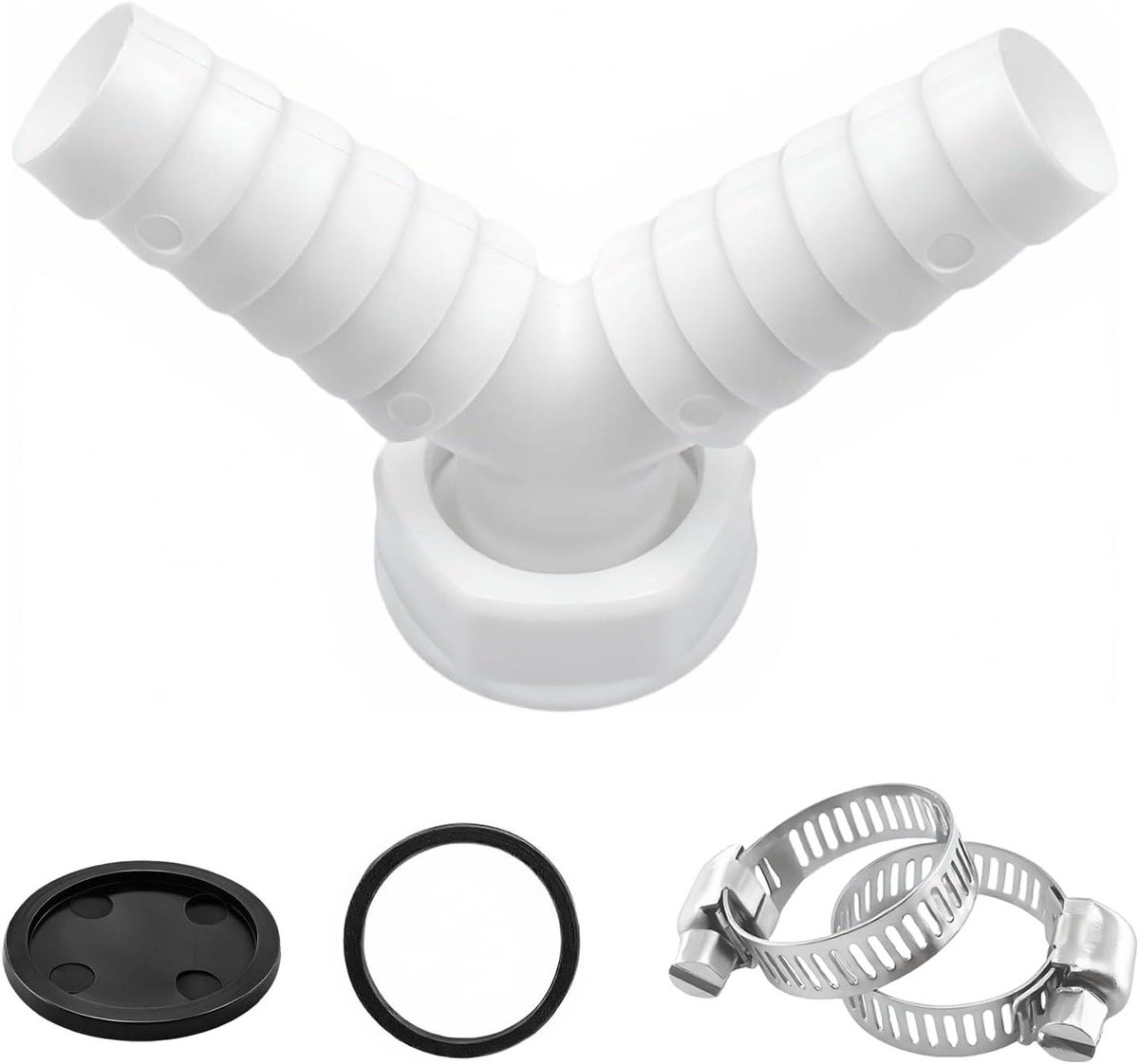Afvoer Adapter Y-stuk - Wasmachine Vaatwasser - Dubbele Afvoer - Met Afdichting - 1 Inch - Wit