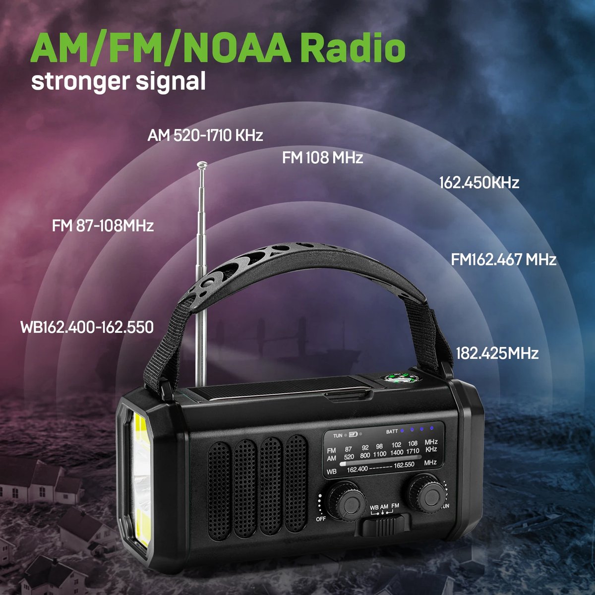 Noodradio 2025 10000Mah Am/Fm/Noaa Weerradio Met 2 Zonnepanelen Zonne-Energie Handslinger Draagbare Nood Radio Leeslamp Voor Buiten Kamperen