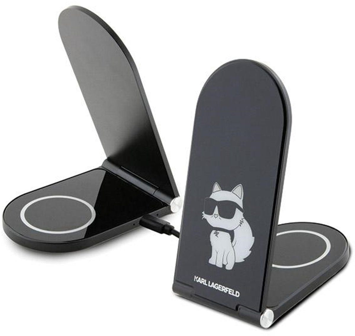 Karl - Lagerfeld - Choupette MagSafe 15W inductieve oplader, opvouwbaar 2in1 - zwart