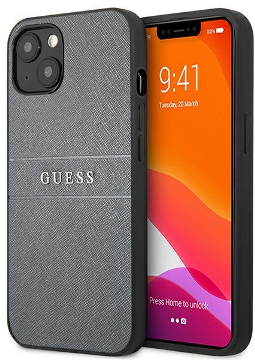 Guess - GUHCP13SPSASBGR - iPhone - 13 - mini - 5.4 - grijs/grijze - Saffiano - band
