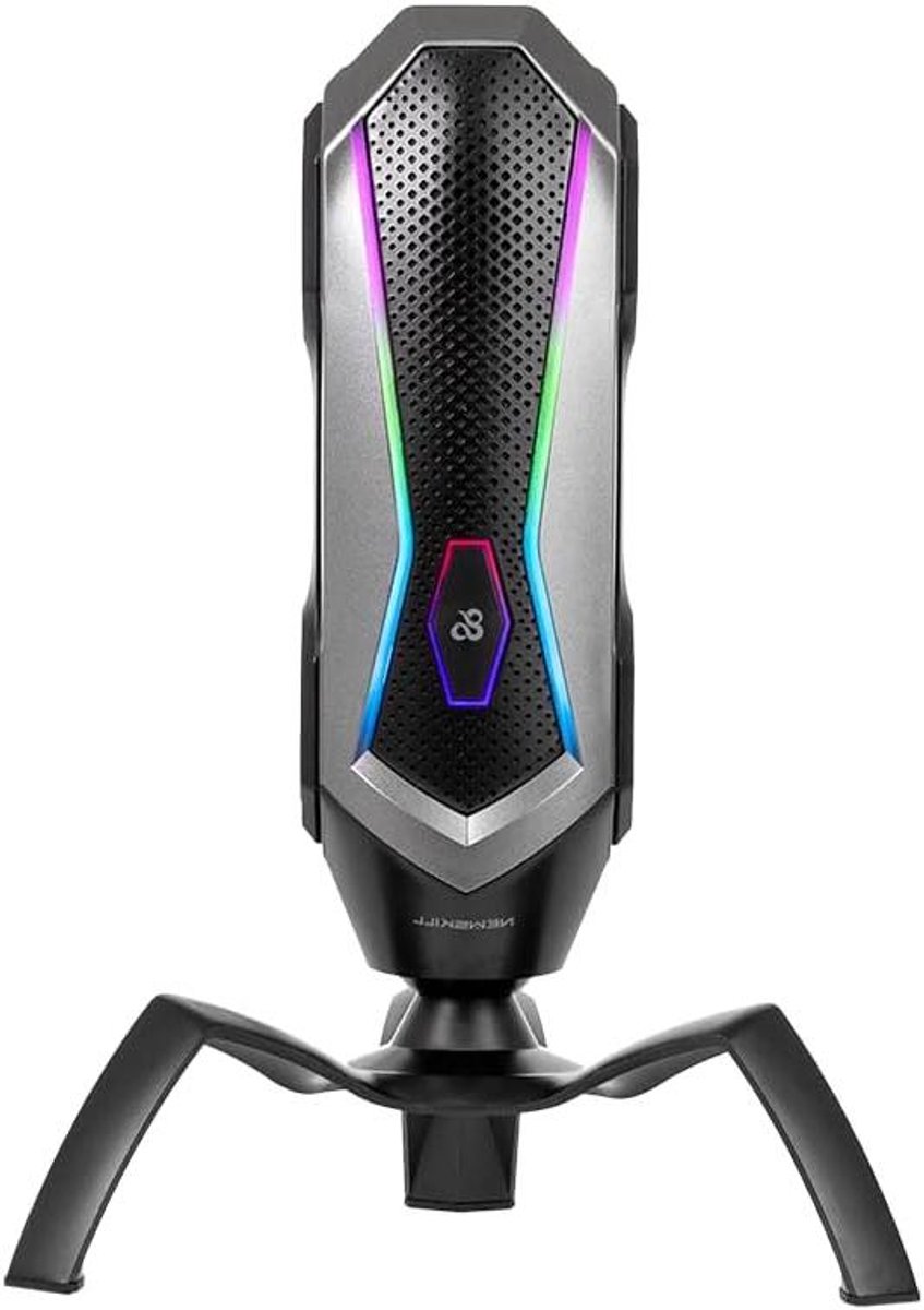 RGB Microfoon - Gaming Microfoon - Streamen - Nierkarakteristiek - 170 mm hoogte - Grijs
