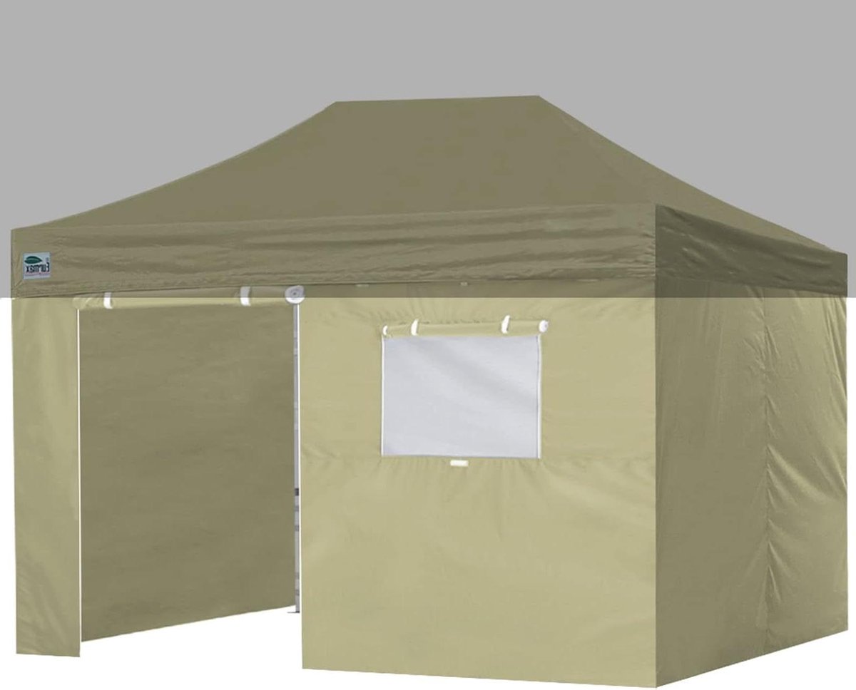 Luifel Zijwanden - Tent Wanden - Terras Afschermen - Met Deur en Raam - 10x15 voet - Beige