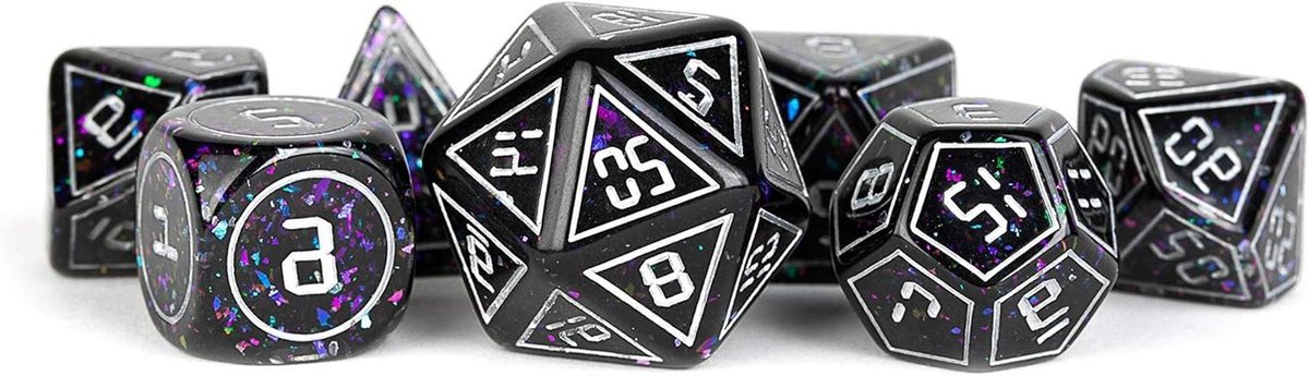 RPG Dobbelstenen Set - Veelvlaks Dobbelstenen - Rollenspel Avonturen - Unieke Insluitsels - 16mm - Omlijst