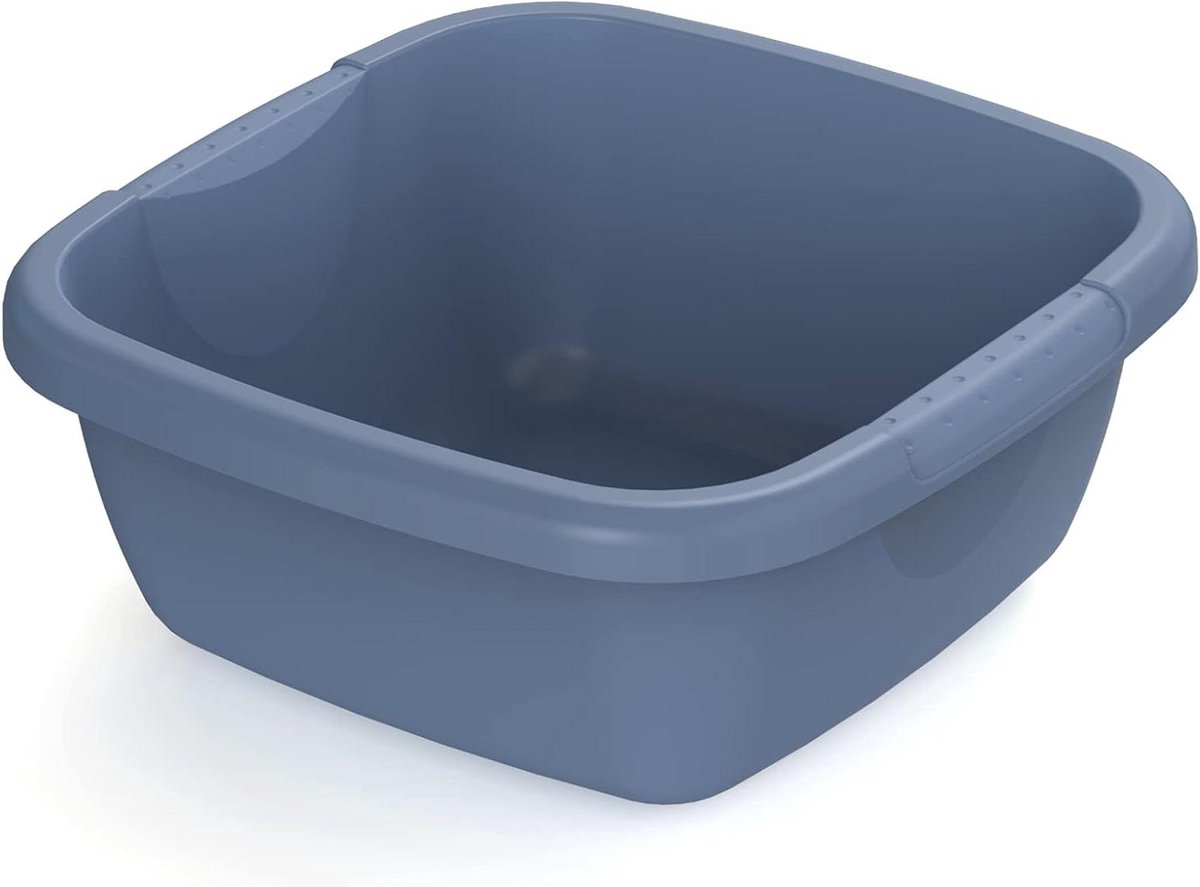 Waskom Vierkant - Wasbak Plastic - Huishoudelijk Gebruik - Met Maatverdeling - 5 Liter - Blauw