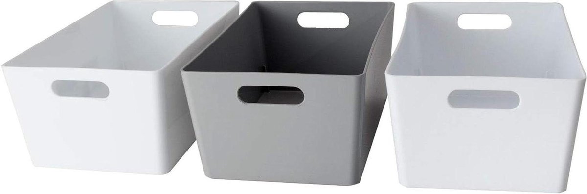 Opbergdozen - Lade organizer - Huis organiseren - Stapelbaar ontwerp - 25x17x11cm - Wit grijs