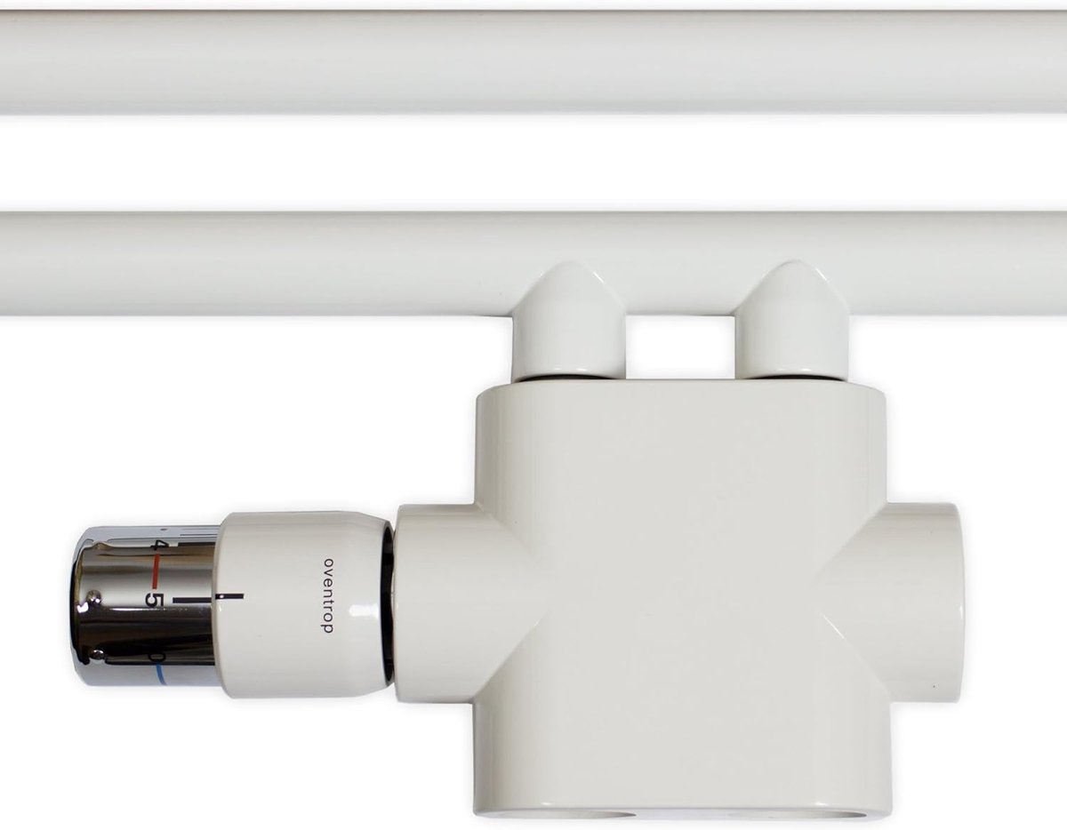 Badkamerradiator armatuur - Aansluitset radiator - Verwarming installeren - Doorgangsvorm - 50 mm buisafstand - Wit