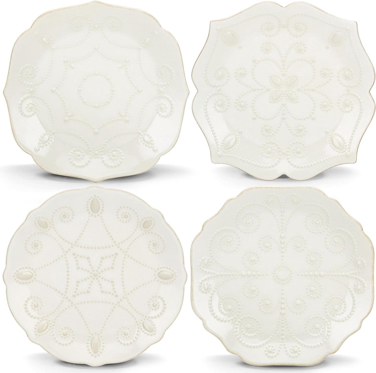Dessertborden Set - Kleine bordjes - Taart Serveren - Gres Materiaal - Set van 4 - Wit