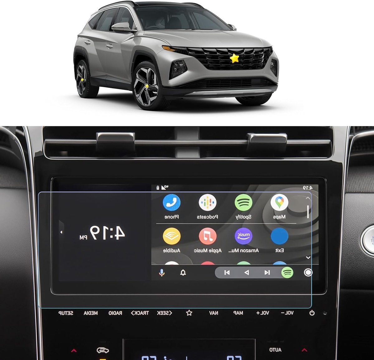 Navigatiescherm Beschermfolie voor Hyundai Tucson NX4 2021-2024, Tempered Glass, Krasbestendig, Anti-Vingerafdruk, 10.25 Inch, Mat Afwerking