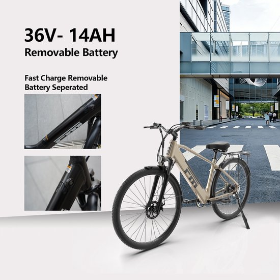 Elektrische fiets - 250W motor - Drie snelheidsstanden - Schijfremmen voor en achter - Snelheidssensor - Zwart - 27.5inch van Merkloos — afbeelding 5