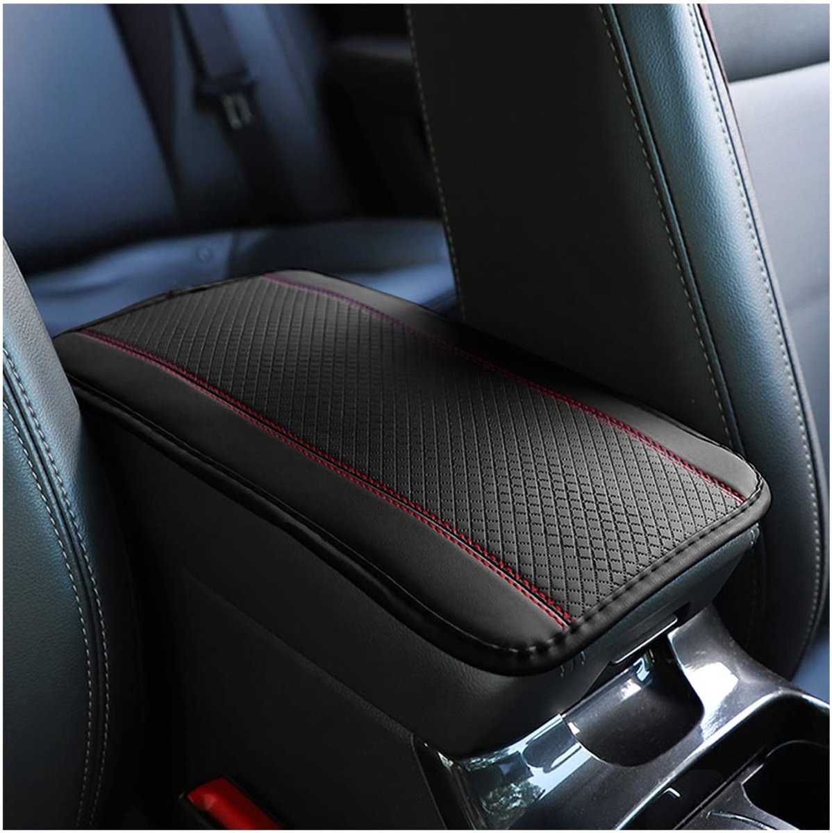 Store_7 - Mat voor Opbergdoos Autoarmsteun - Premium PU-leder - Zwart Rood - Bescherming en Comfort - Geschikt voor de meeste voertuigen