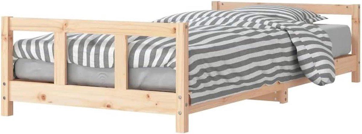 Kinderbedframe Hout - Peuterbed Eenpersoonsbed - Veilige Slaapplek - Massief Grenenhout - 90 x 200 cm - Naturel