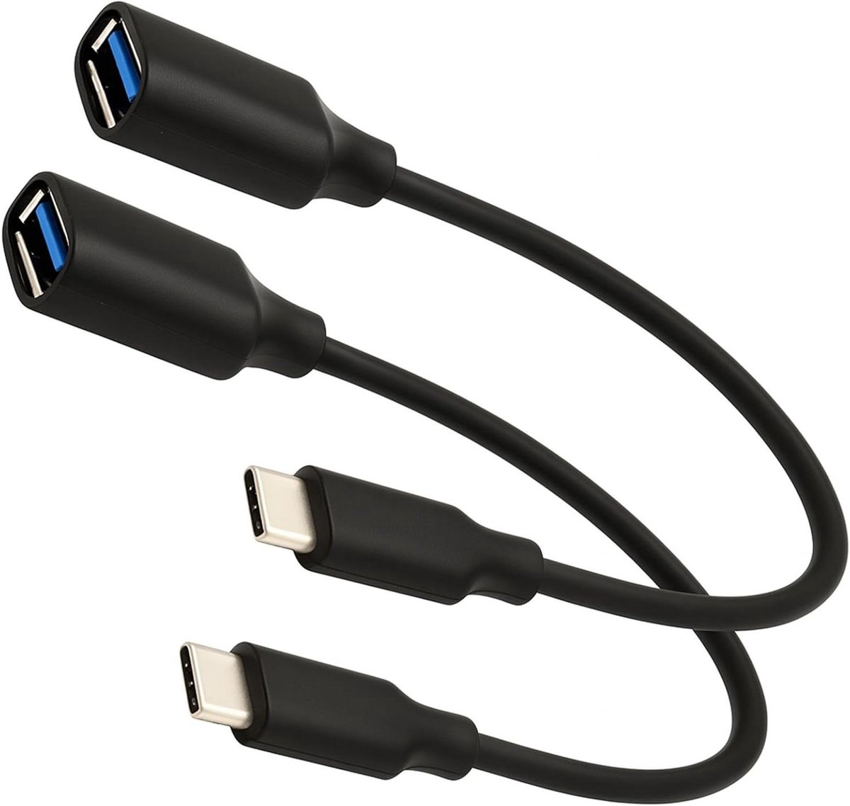 USB naar Type C Adapters - OTG Kabel - Bestanden Overzetten - USB 3.0 Snelheid - 2 stuks - Zwart