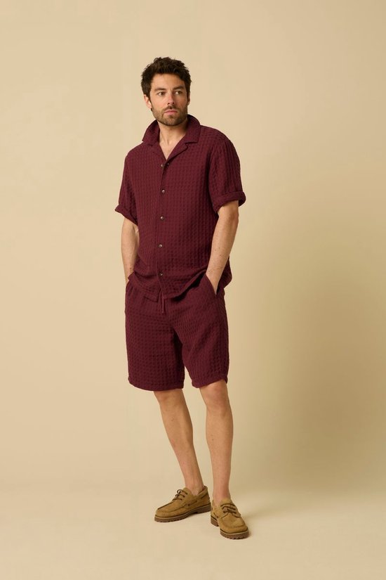 Donkerrode Wafelstof Short