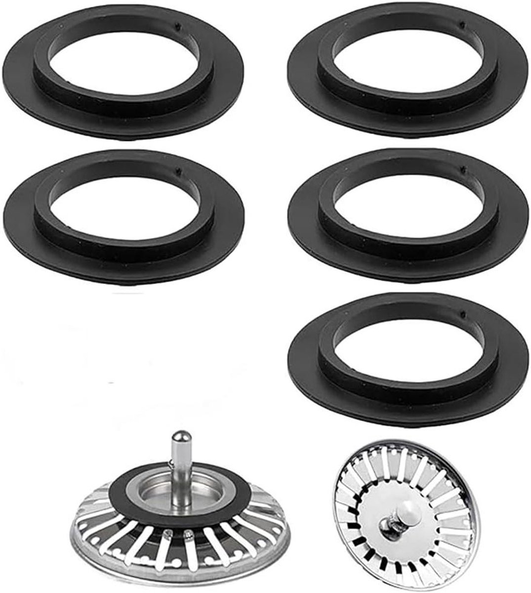 Zeefmandje Afdichtring - Gootsteenstop Afdichting Rubber - Lekkage Voorkomen - Universele Pasvorm - 53 mm Buitendiameter - Zwart