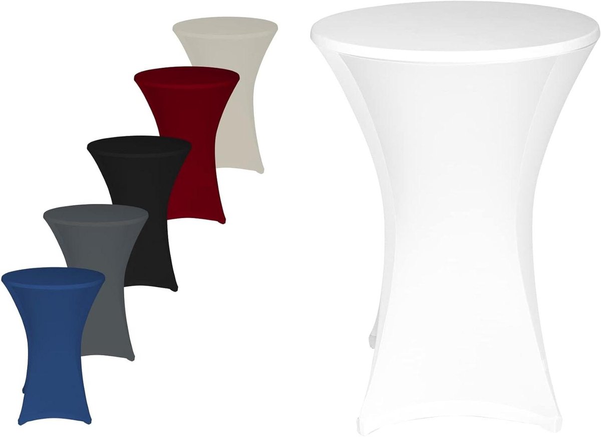 Stretch statafelhoezen - Bistro tafelhoezen - Feestelijke decoratie - Duurzaam versterkte voetzakken - Ø 60-65 cm - Wit