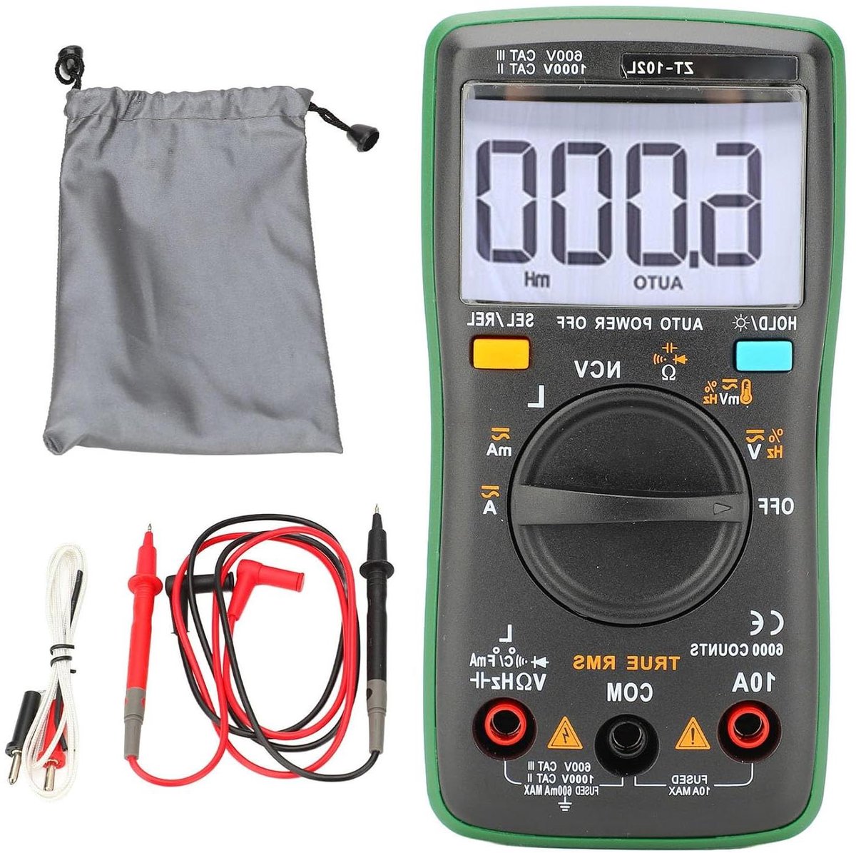 Digitale Multimeter - Spanning Tester Weerstandsmeter - Elektrische Metingen Uitvoeren - Contactloze Spanningsdetectie - Compact Formaat - Groen