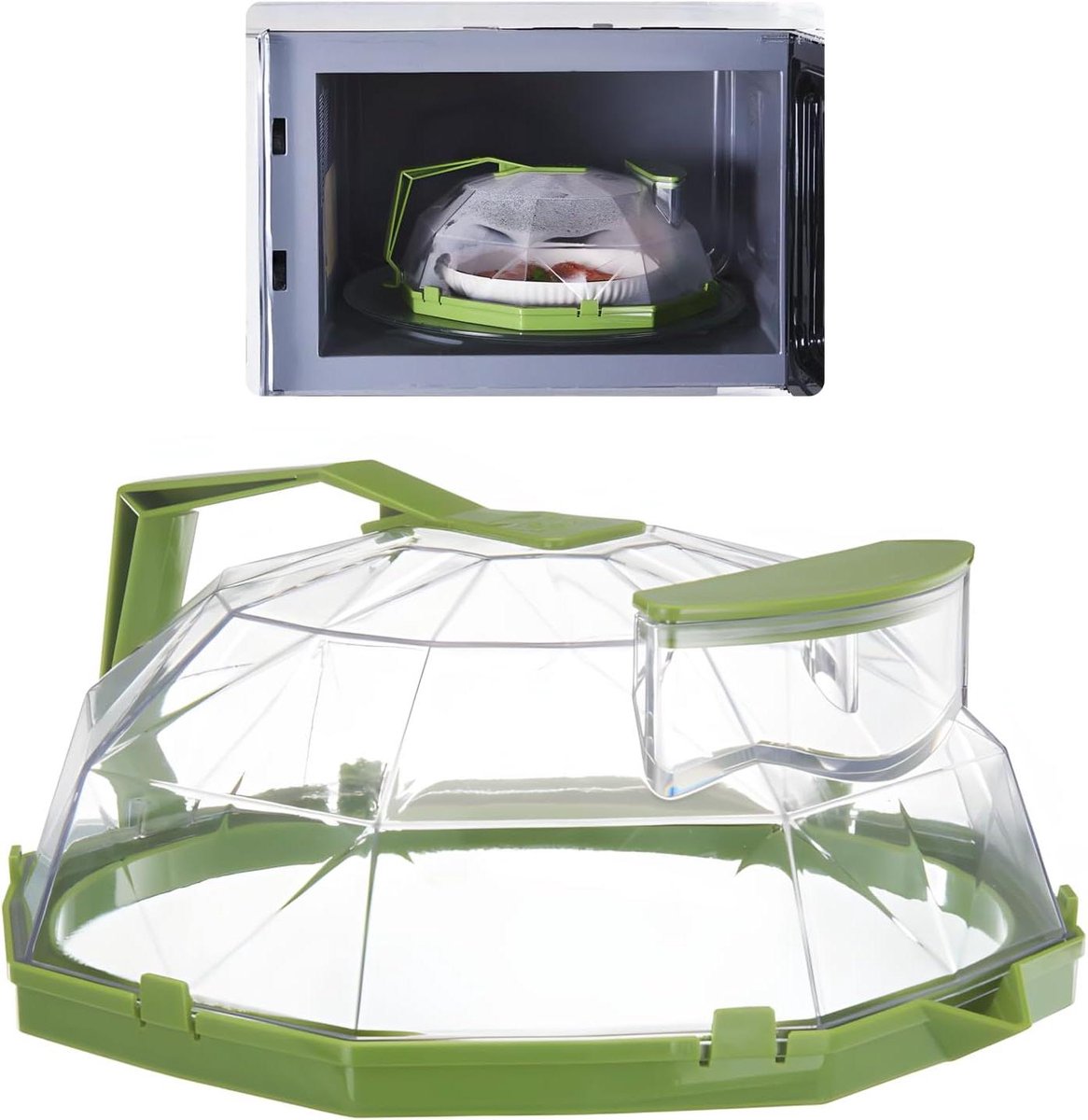 Magnetron Afdekking - Magnetron Deksel - Voedsel Verwarmen - Met Waterreservoir - 26 cm - Groen