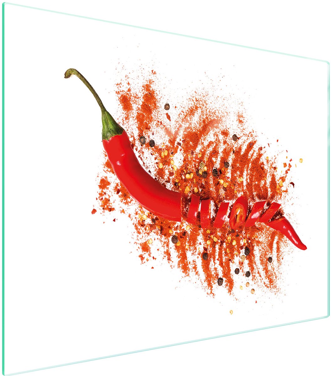 TMK ArtDeko - Glazen Snijplank - 52x40 cm - Chilli - Veiligheidsglas - Antislip