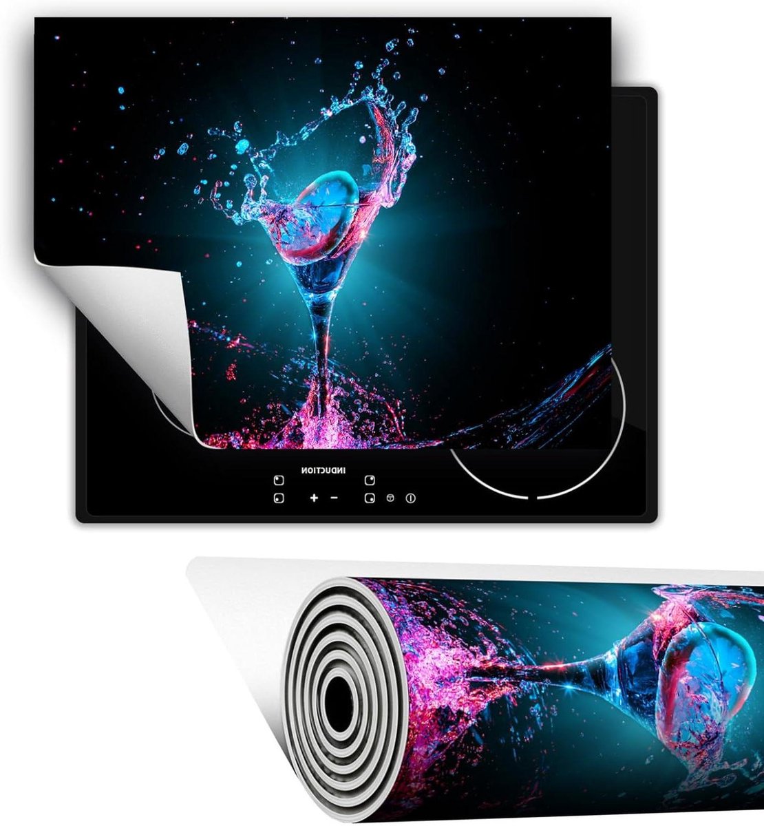 Afdekplaat Inductie - Werkbladbeschermer Kookplaat - Extra Werkruimte Creëren - Antislip Vinyl Materiaal - 80x52 cm - Waterglas