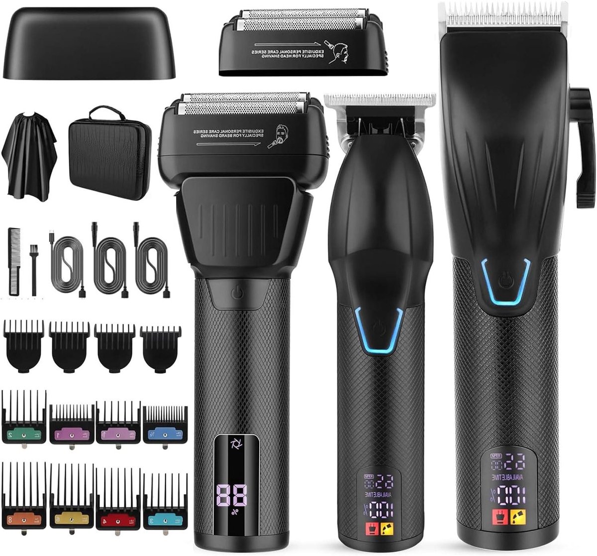Professionele tondeuse - Baardtrimmer scheerapparaat - Haar knippen - Draadloos gebruiksgemak - 158 kg - Zwart
