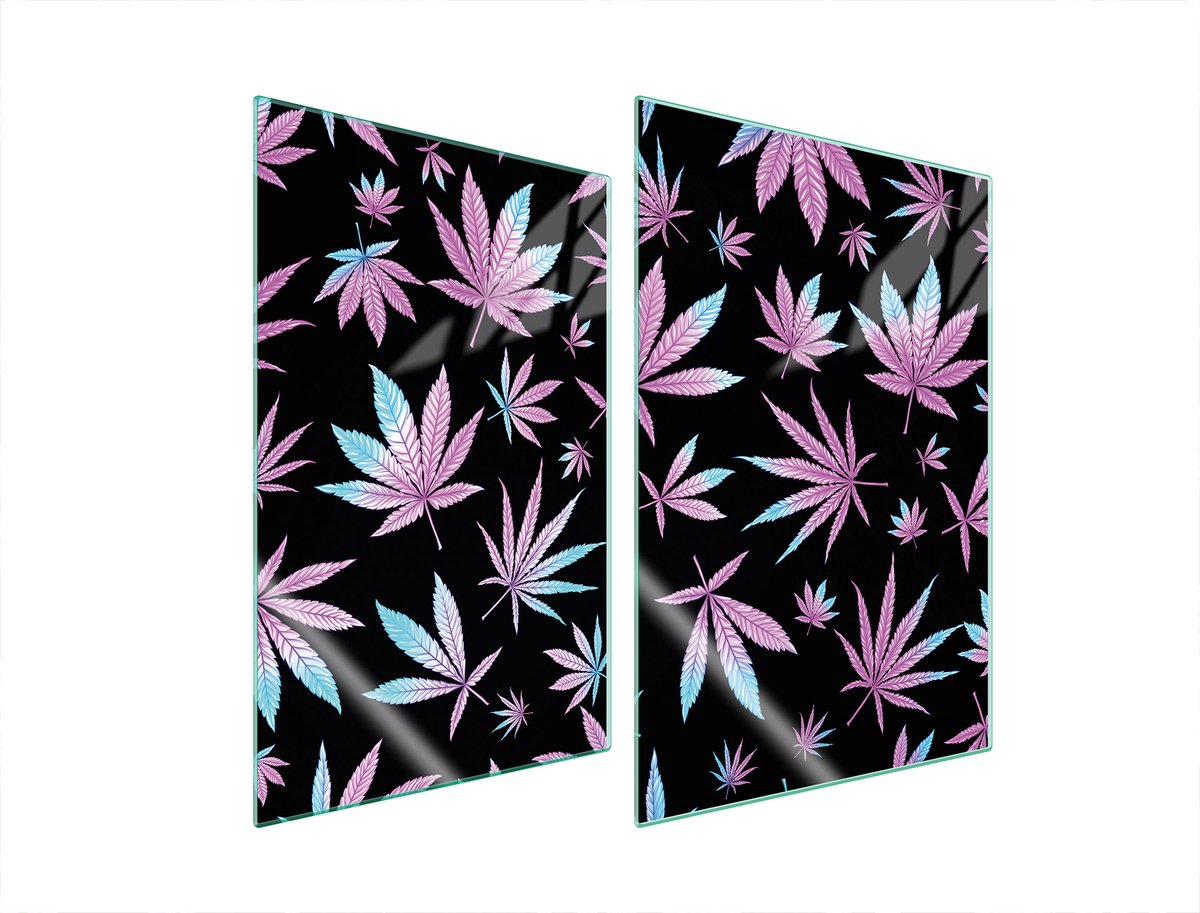 TMK ArtDeko Serie - Glazen Beschermplaat - 2x35x52 cm - Bladeren Motief
