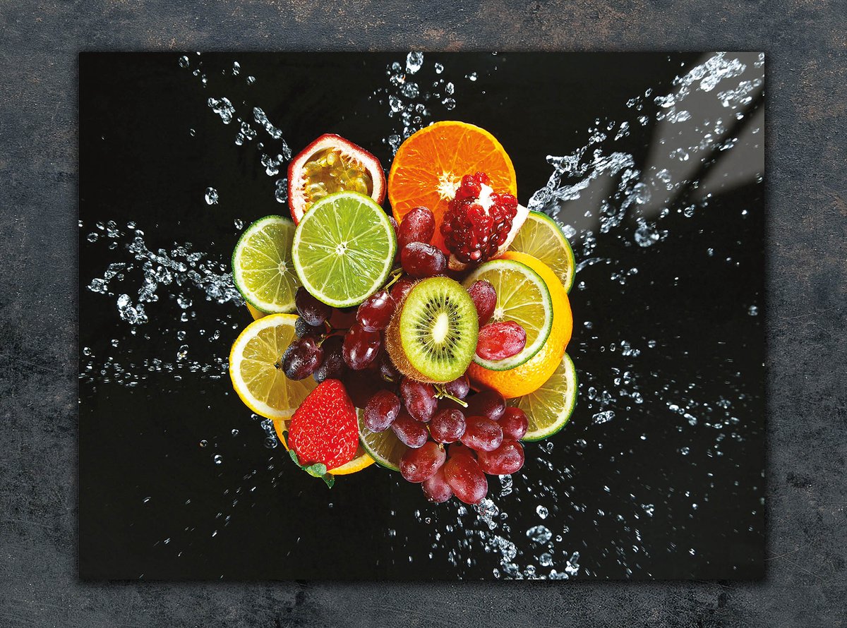 TMK ArtDeko Serie - Glazen Snijplank - 30x22 cm - Fruitmotief - Glas