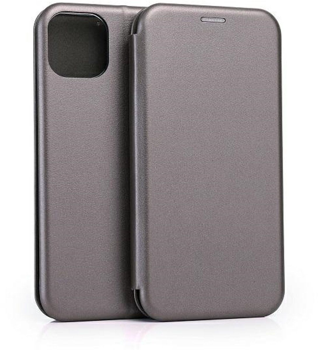 Beline Serie - Hoesje Met Klap voor iPhone 15 Plus - Staal - Magnetische Sluiting