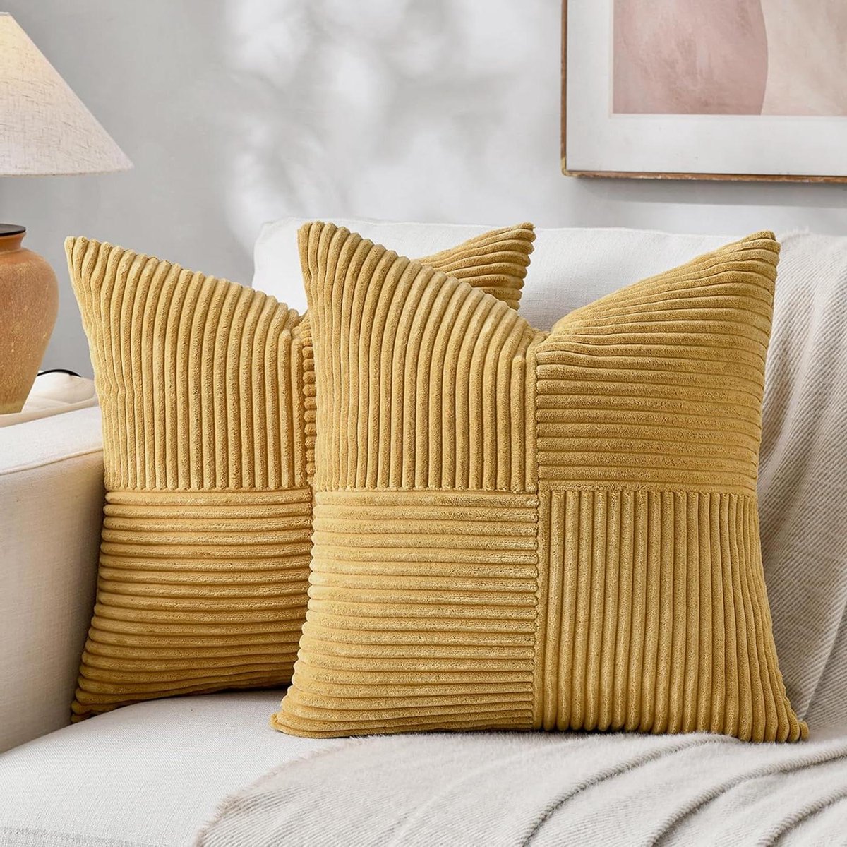 Decoratieve Kussenhoezen - Kussensloop Set - Woonkamer Decoratie - Zachte Corduroy Patchwo