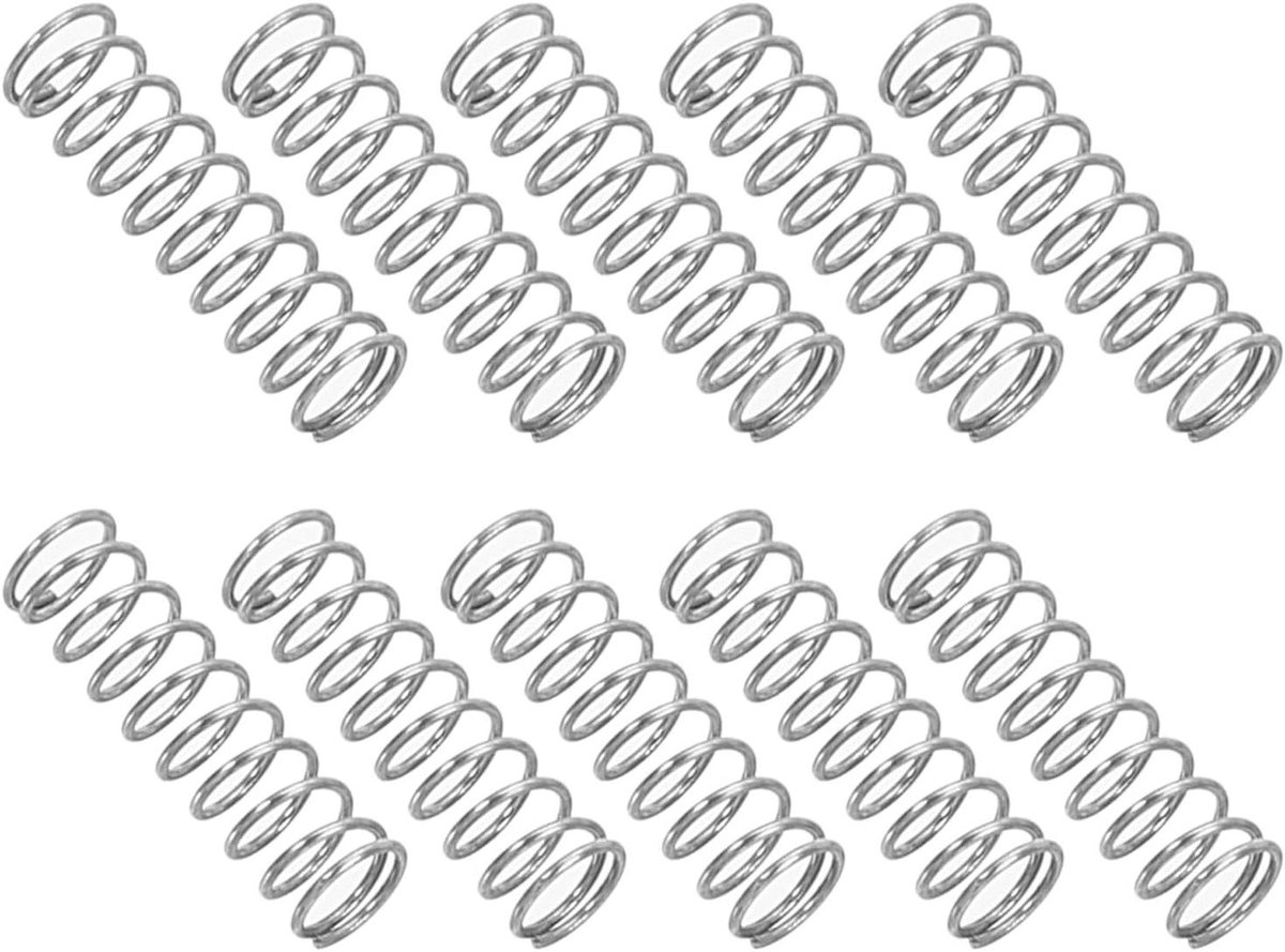 Compressieveren - Kleine veren - Reparaties uitvoeren - Roestbestendig staal - 0.3x3x10mm - Zilver