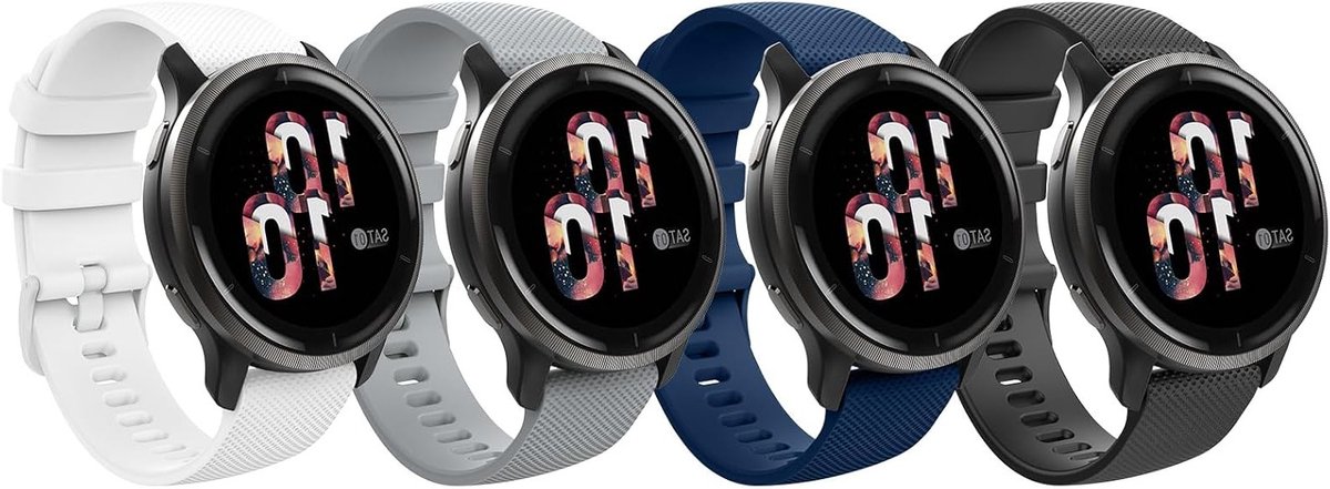 4 Pack Verstelbare Horlogebanden voor Garmin Vivoactive 4S/Venu 4, 18mm Zachte Siliconen Sportband, Meerkleurige Vervangbanden voor Activiteiten en Fitness