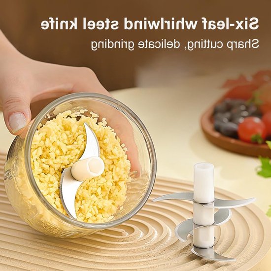 Draagbare Mini Hakker voor Vlees, Babyvoeding, Fruit en Groenten met RVS Mesjes - Ideaal voor Kamperen en Keukengebruik — afbeelding 3