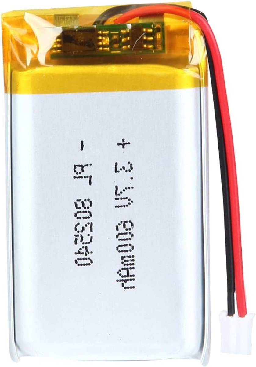 Hoge capaciteit 3.7V 800mAh Lithium Polymer batterij met 2P-PH aansluiting en 2 mm rastermaat voor diverse toepassingen