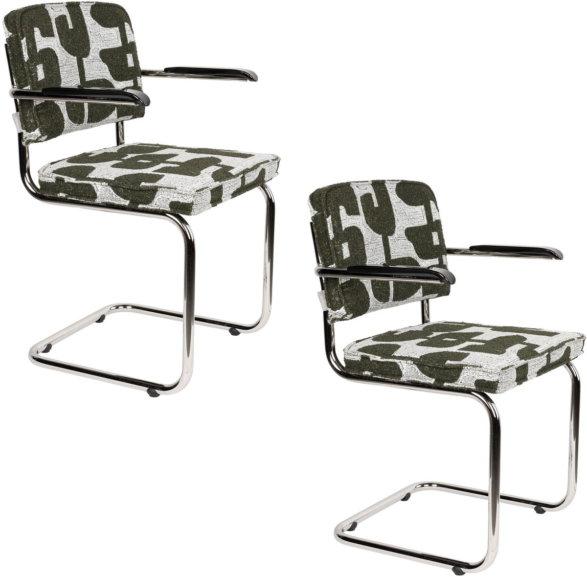 Ridge Deco Symbols Eetkamerstoelen Armleuning Groen - Set van 2