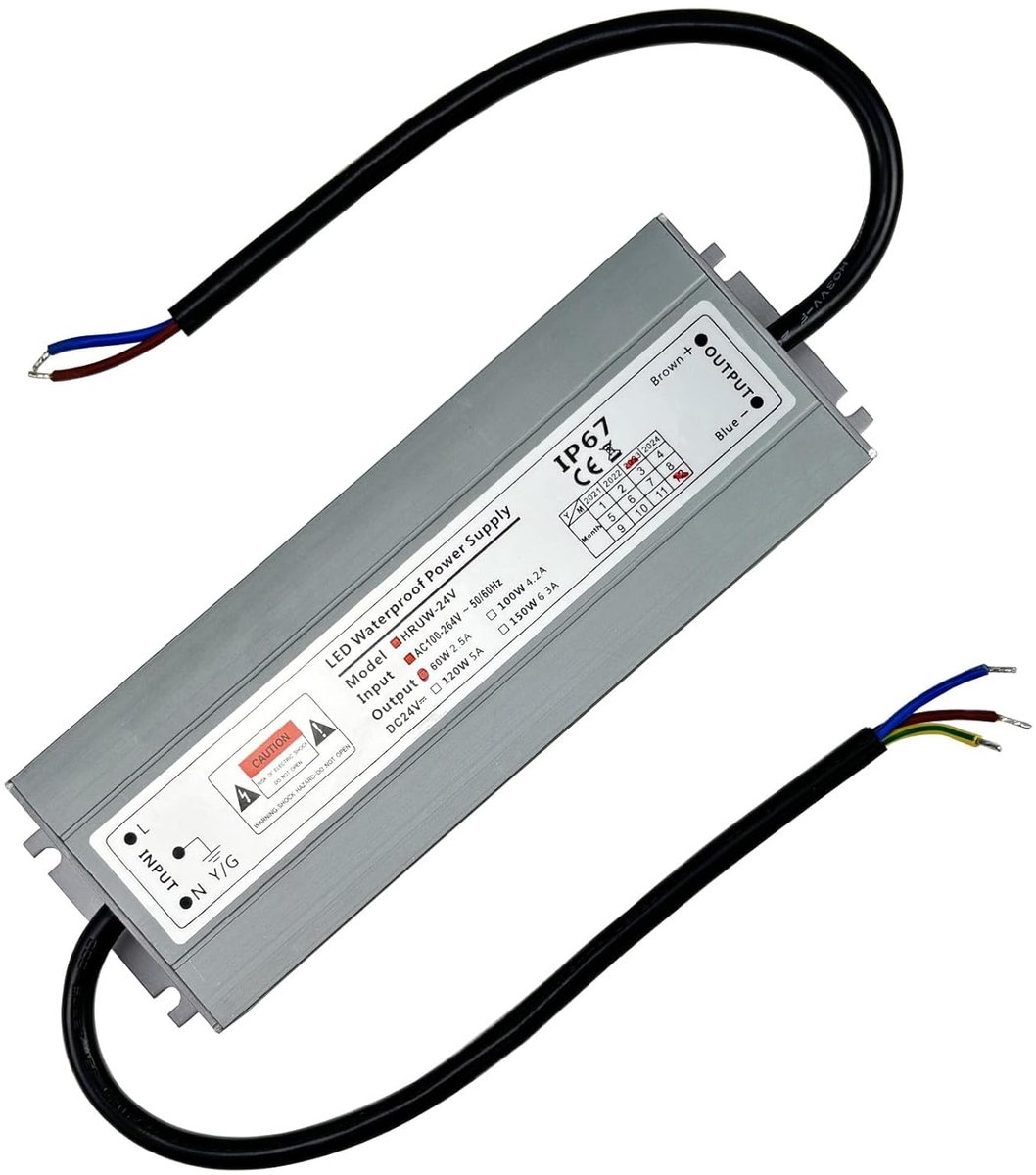 24V LED Transformer - 60W Constant Voltage - AC 230V to DC 24V - 2.5A Slim IP67 Waterproof Power Supply - Indoor Outdoor Driver voor LED Strip en Strip Light