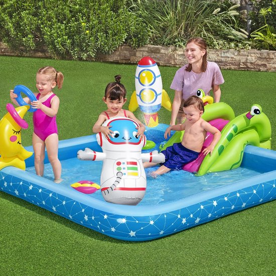 Zwembad - Water Speel Center - Kleine Astronaut - Play center Lil' Astronaut - Opblaasbare Glijbaan en Ruimtespellen - Vanaf 2 jaar - Zwembaden Galaxy
