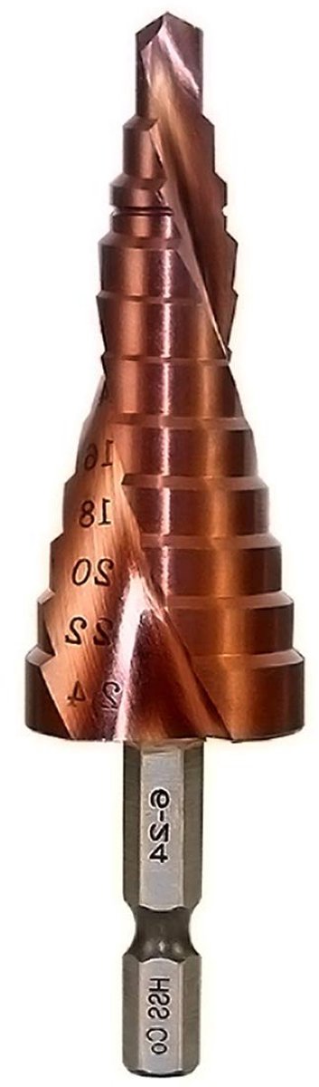HSS M35 Stapboor 6-24 mm met Spiraalfluit en Hexaansluiting voor RVS en Metaalbewerking, Perfect voor Verdiepen en Vergroten van Gaten