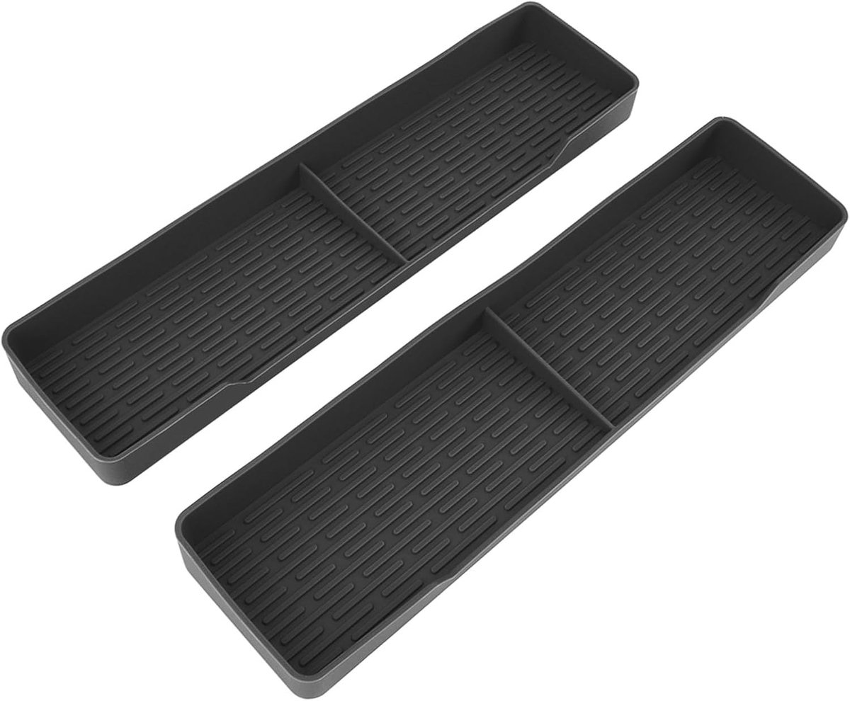 Kachelrek 2-pack - Kruidenrek - Extra Keukenopslag - Magnetisch Antislip - 42 x 14 cm - Zwart