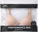 Nude beugelbh in verpakking met de tekst 'PERFORMANCE BRA'.