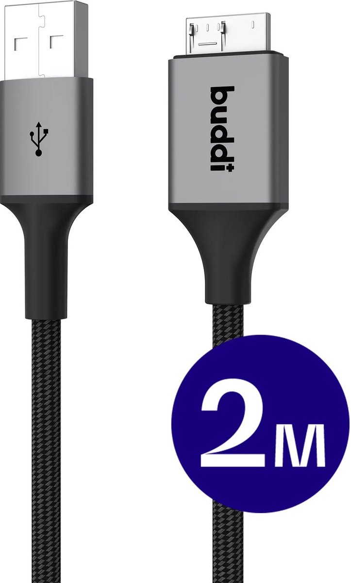 Buddi Flex USB-A naar Micro-B Kabel 12W Fast Charge 2M Zwart