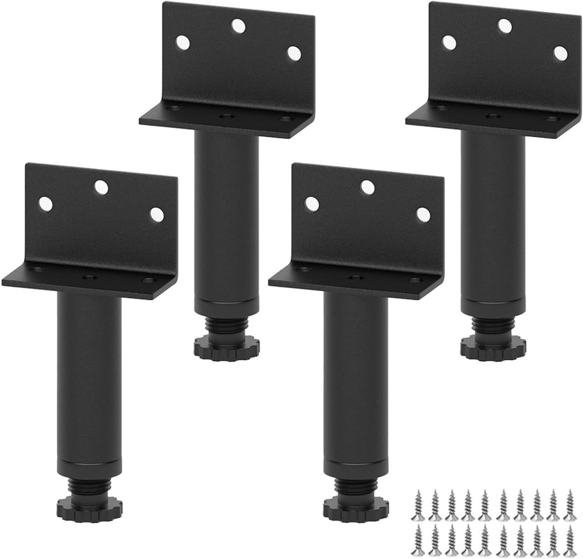 Meubelpoten Set - Kastpoten Tafelpoten - Meubels Stabiliseren - Verstelbaar Koolstofstaal - 5 cm - Wit