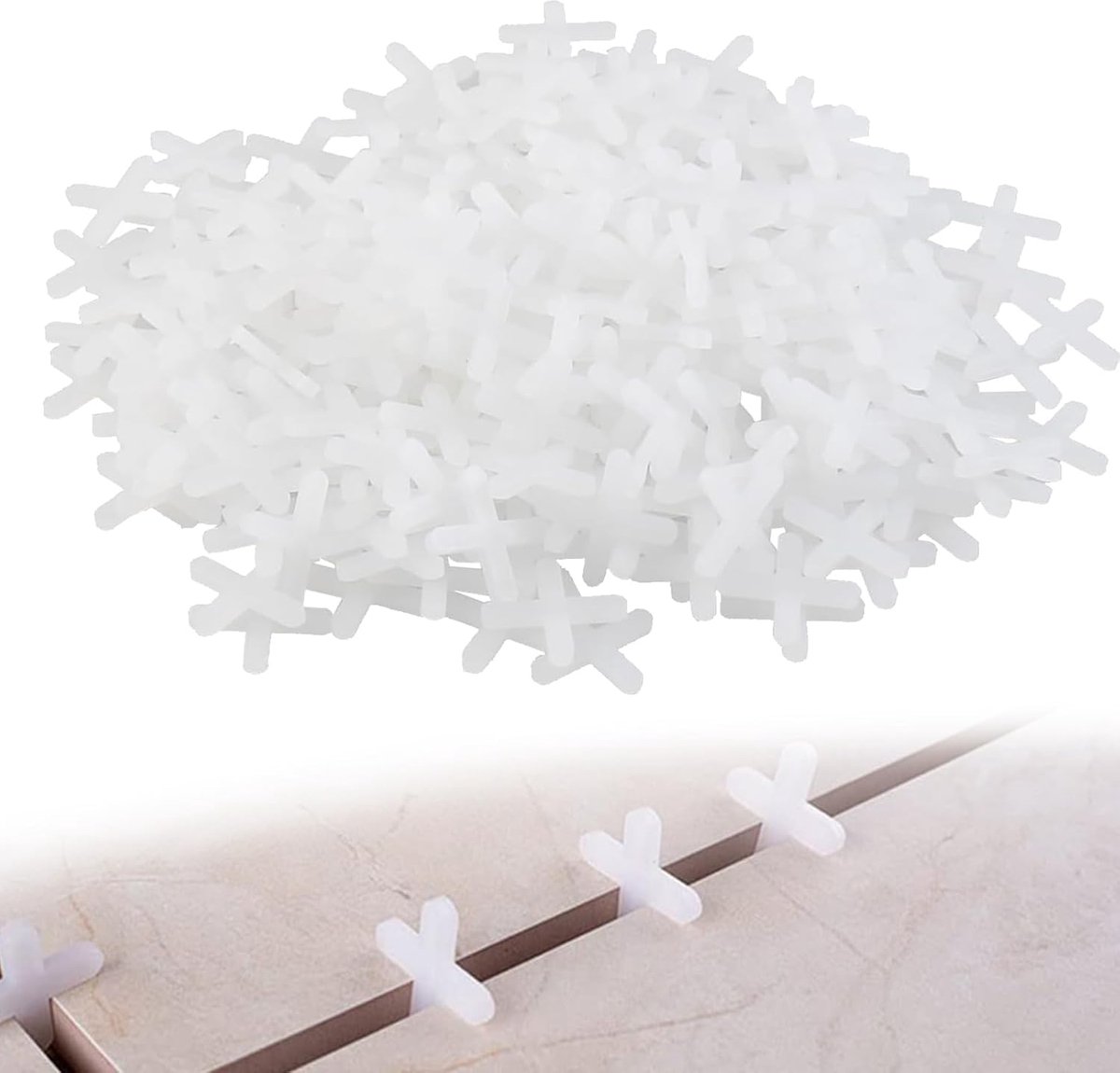 500 Stuk Witte Tegel Kruisen - 3 mm Voegen Kruisen - Tegelafstandhouder - Precisie Positionering - Tegelvoegen - Tegel Leggen Hulp voor Wand- en Vloertegels