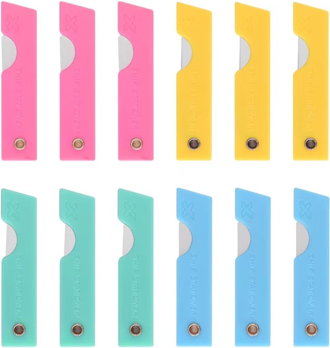 24pcs Opvouwbare Briefopener - Mini Box - Snijmes - Kleine Utility Knife - Mini Gebruik Mes - Draagbare Universele Mes voor Karton - Papier - Doos - Verpakking van Mailpapier - 4 Kleuren