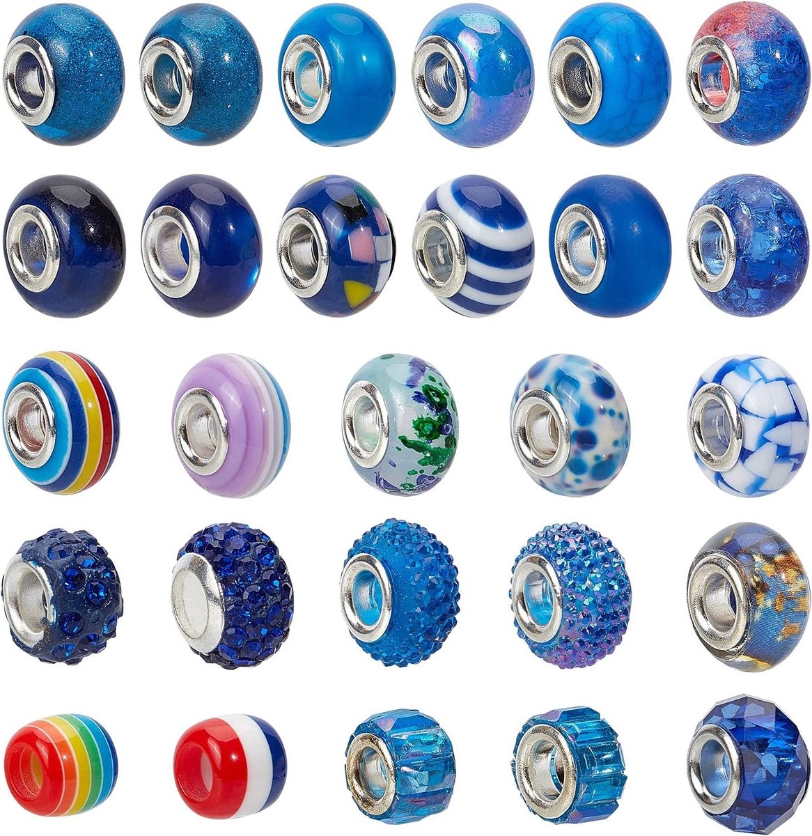 54 Stuks Europese Kralen met Strass en Klei - Grote Opening Charms voor Armbanden, Kettingen en Sieraden Maken
