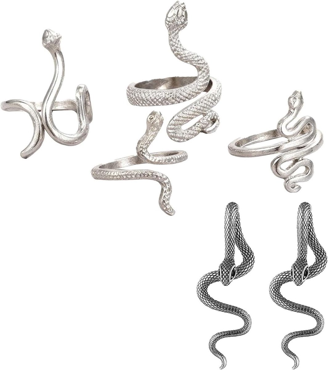 Gothic Punk Slangen Sieraden voor Vrouwen - 2 Delige Set van 4.8 cm Zwart Halloween Accessoires